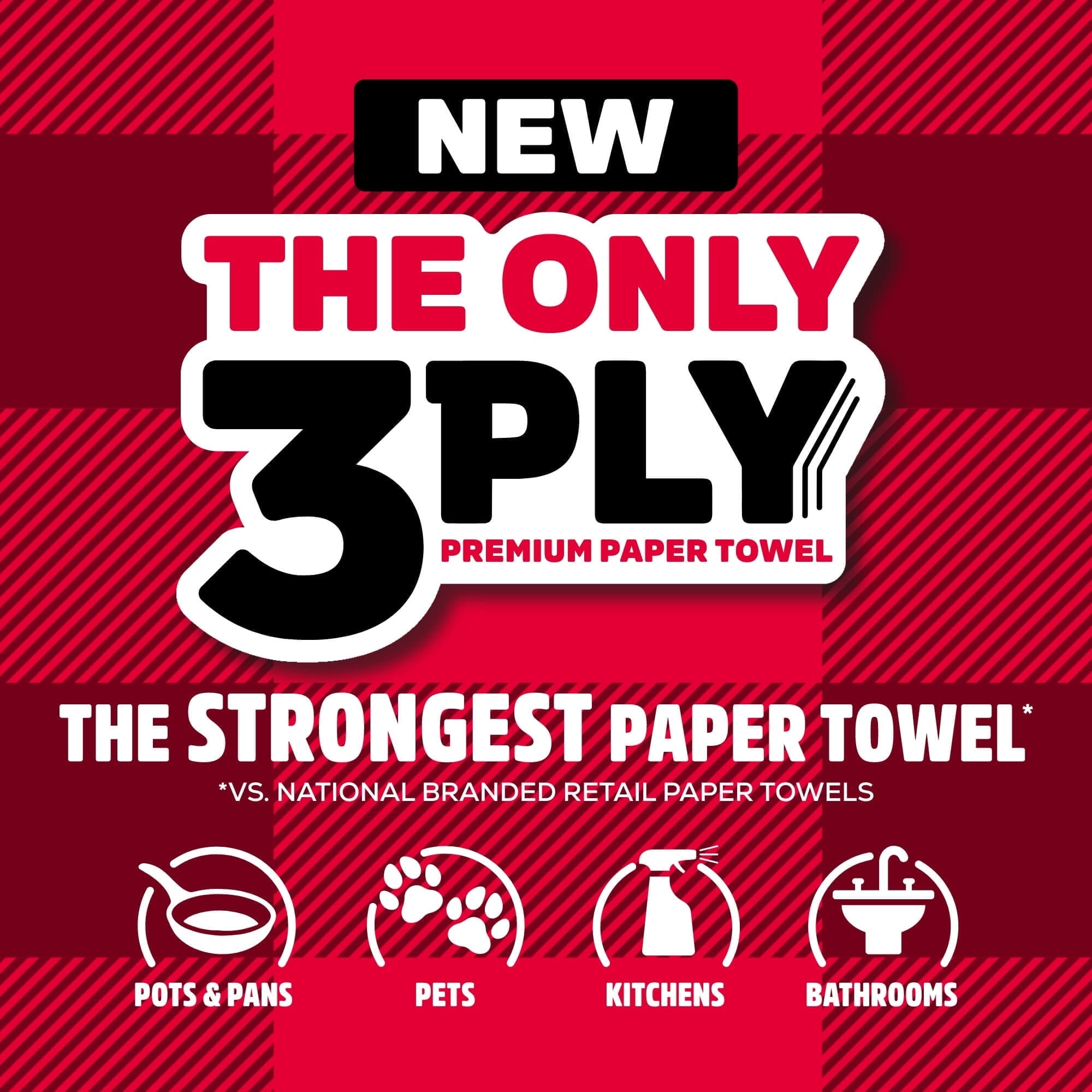 (2 Pack) Brawny Tear-a-Square 3-Ply Paper Towels, 6 Double Rolls