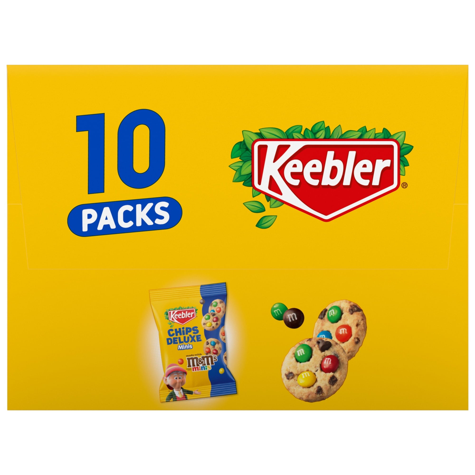 Keebler Chips Deluxe Minis Made with M&M’s, Chocolate Chip Cookies, 1 oz Pouches, 10 Count