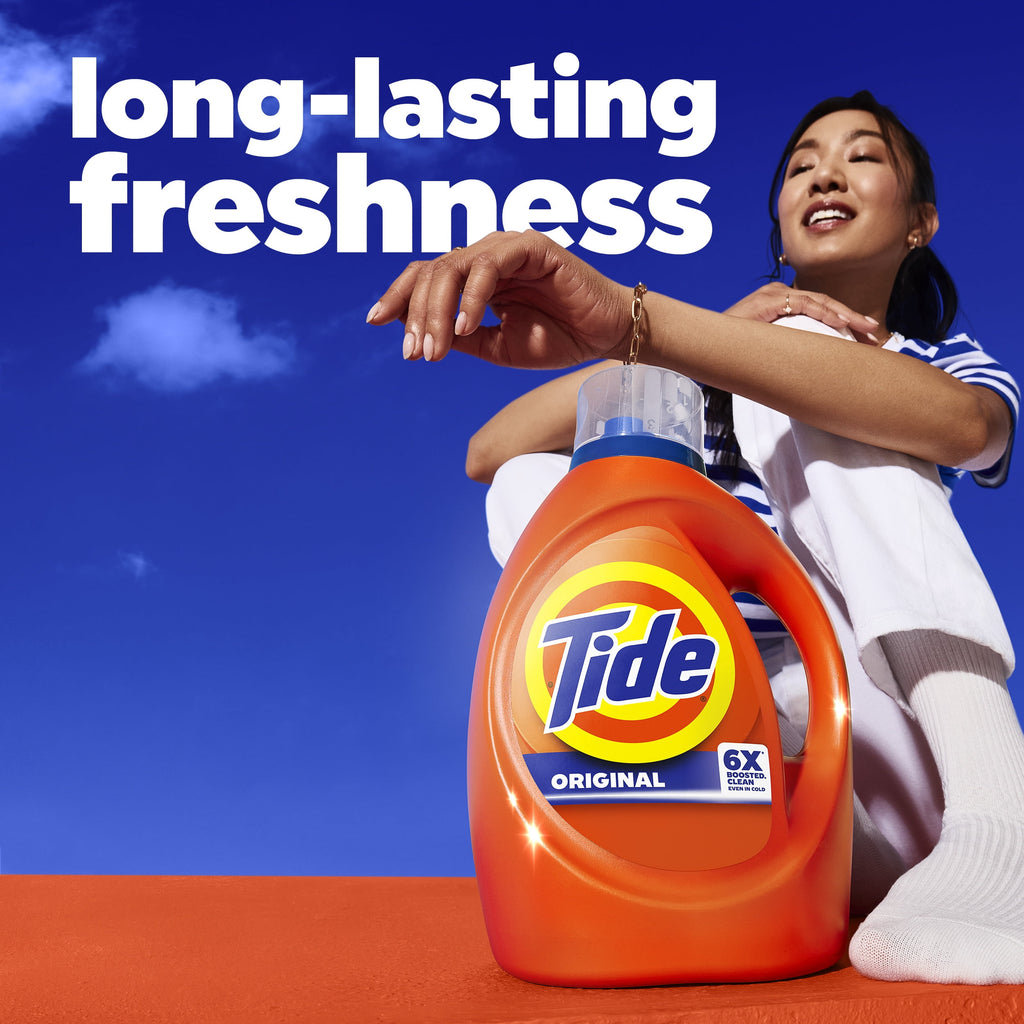 Tide Laundry Detergent Liquid with 6X Boosted Cleaning Power, Original Scent, 125 fl oz, 100 Loads