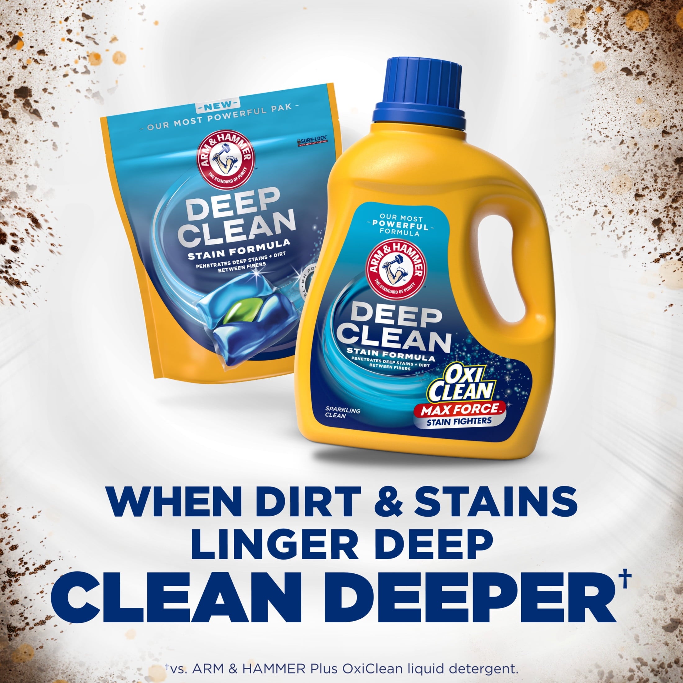 ARM & HAMMER Deep Clean OxiClean Max Force Laundry Detergent, Sparkling Clean, 102 fl oz, 68 Loads
