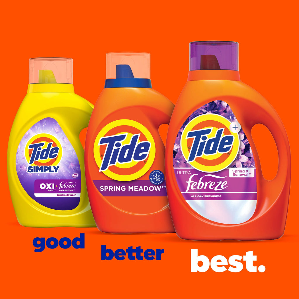 Tide Simply Laundry Detergent Liquid, Oxi Boost + Febreze Odor Defense, Sunny Breeze Scent, 129 fl oz, 96 Loads