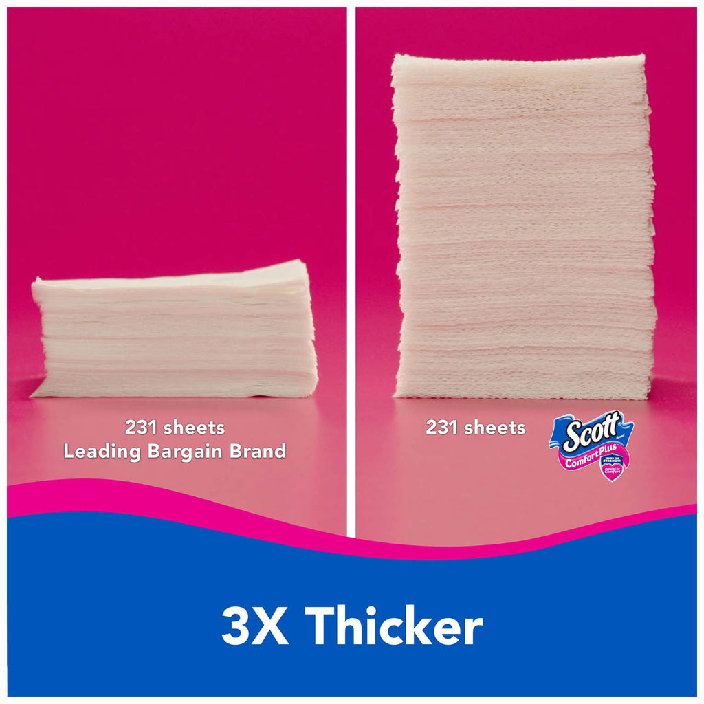 Scott ComfortPlus Toilet Paper, Regular Roll, 4 Rolls, Bath Tissue