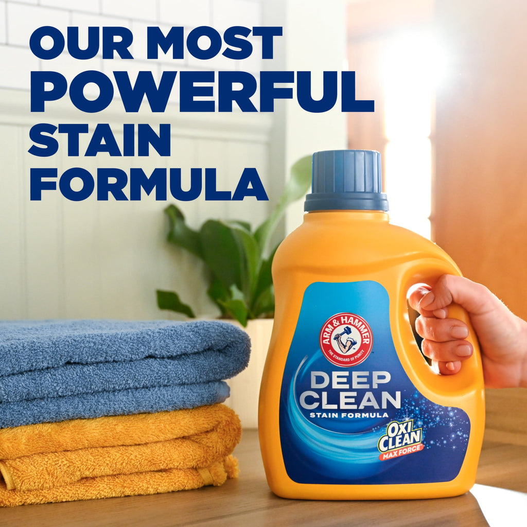 ARM & HAMMER Plus OxiClean Max Force Deep Clean Stain Liquid Laundry Detergent, Sparkling Clean