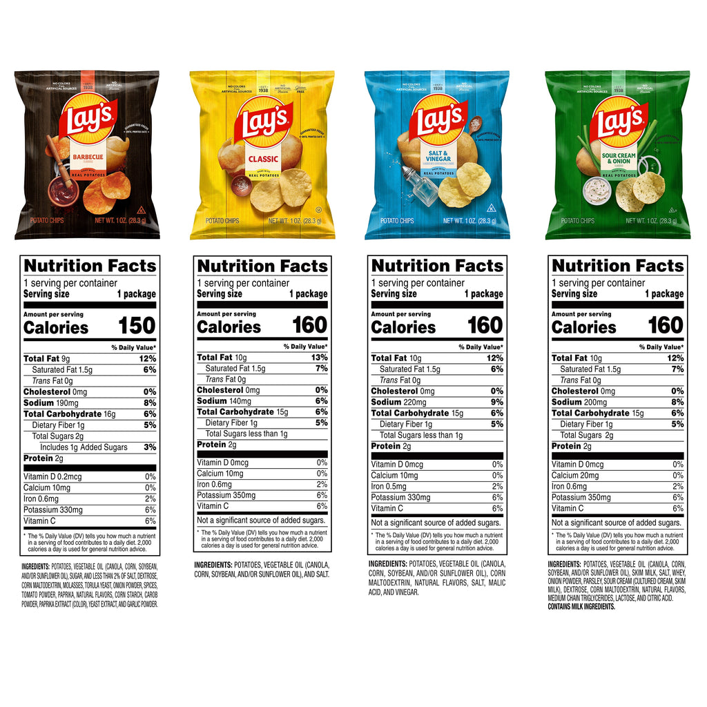 Lay's Potato Chip Variety Pack Snack Chips, 40 Count Multipack