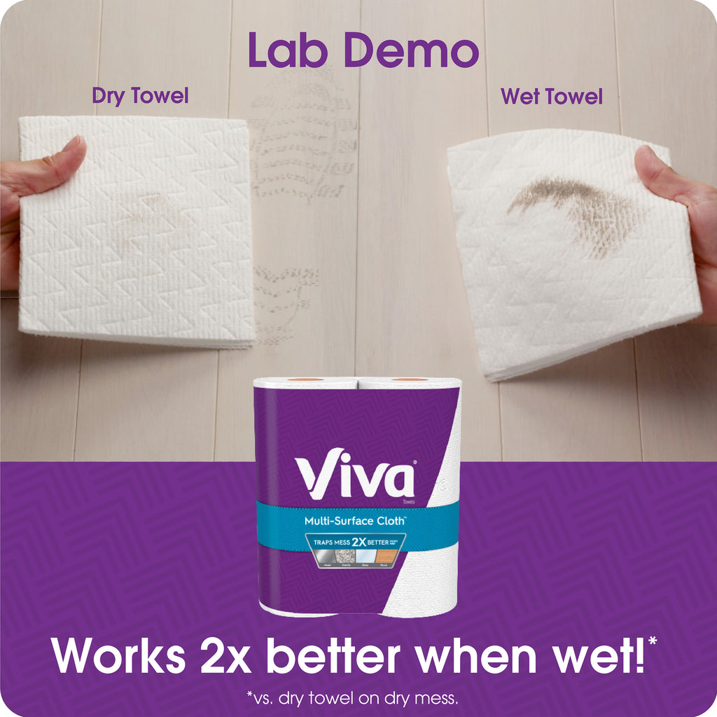 VIVA Multi-Surface Cloth Choose-A-Sheet Kitchen Paper Towels, White, 8 Double Rolls (110 sheets per roll)