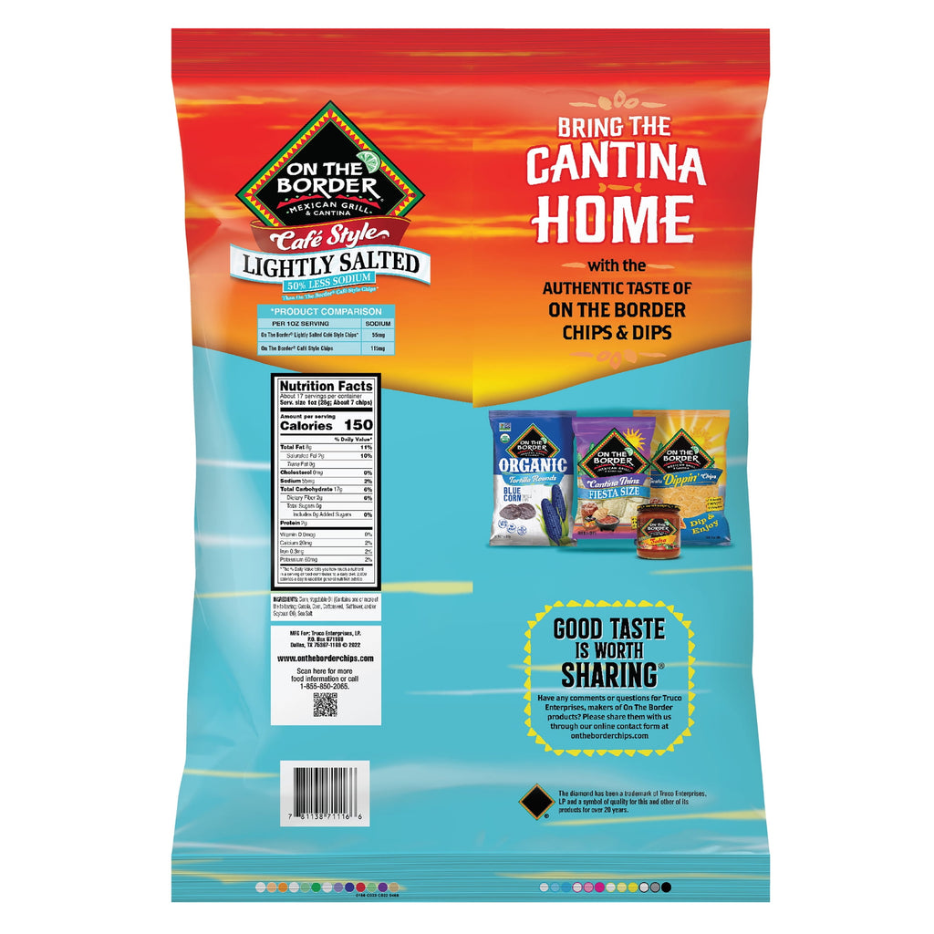 On The Border Cafe Style Lightly Salted Tortilla Chips, Gluten-Free, 16.5 oz Bag